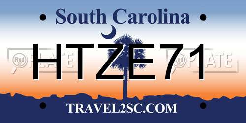HTZE71 South Carolina License Plate