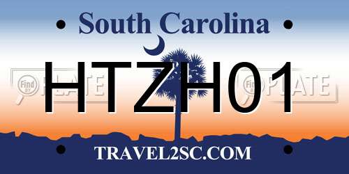 HTZH01 South Carolina License Plate