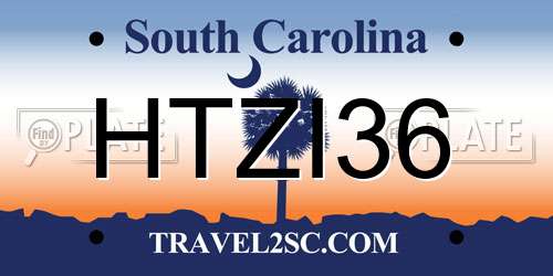 HTZI36 South Carolina License Plate