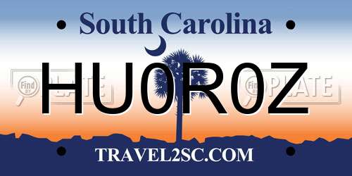 HU0R0Z South Carolina License Plate