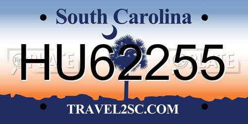 HU62255 South Carolina License Plate