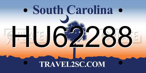 HU62288 South Carolina License Plate