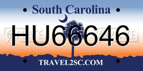 HU66646 South Carolina License Plate
