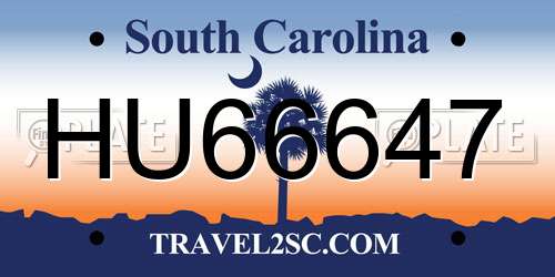 HU66647 South Carolina License Plate