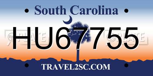 HU67755 South Carolina License Plate