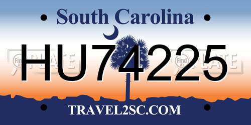 HU74225 South Carolina License Plate