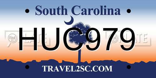 HUC979 South Carolina License Plate