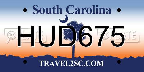 HUD675 South Carolina License Plate