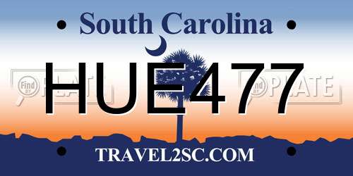 HUE477 South Carolina License Plate
