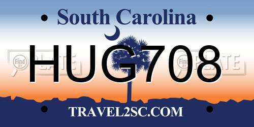 HUG708 South Carolina License Plate
