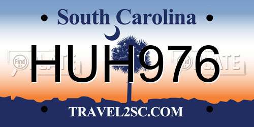 HUH976 South Carolina License Plate