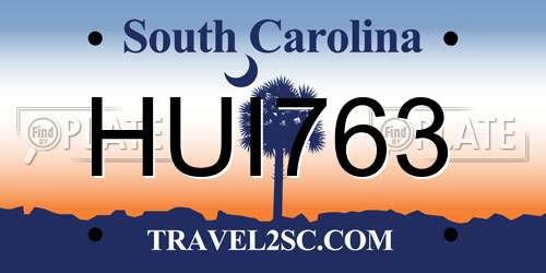 HUI763 South Carolina License Plate