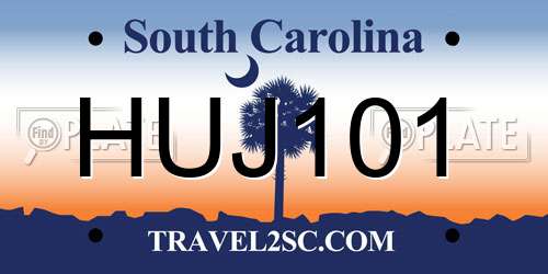 HUJ101 South Carolina License Plate
