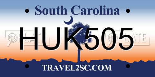 HUK505 South Carolina License Plate