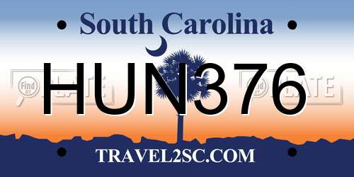 HUN376 South Carolina License Plate
