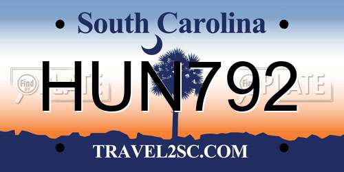 HUN792 South Carolina License Plate
