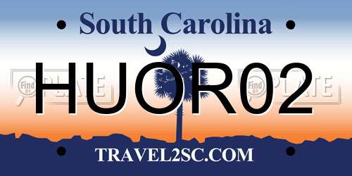 HUOR02 South Carolina License Plate