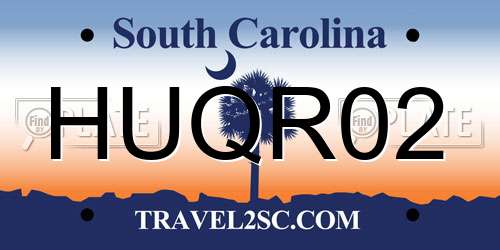 HUQR02 South Carolina License Plate