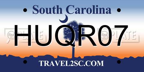 HUQR07 South Carolina License Plate