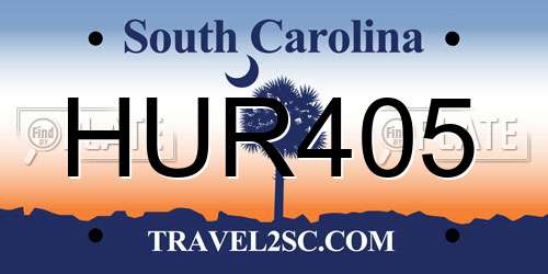 HUR405 South Carolina License Plate