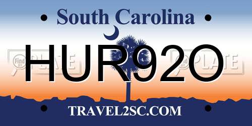 HUR92O South Carolina License Plate