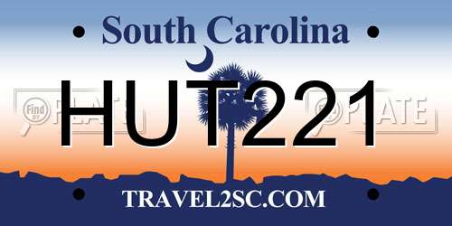 HUT221 South Carolina License Plate
