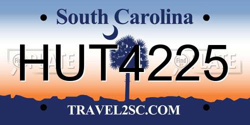 HUT4225 South Carolina License Plate
