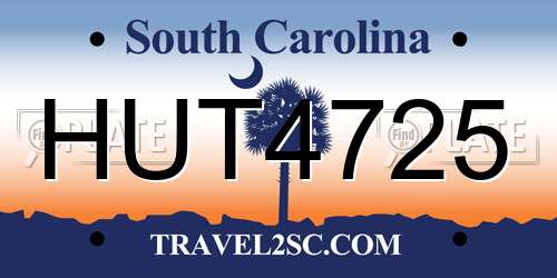 HUT4725 South Carolina License Plate