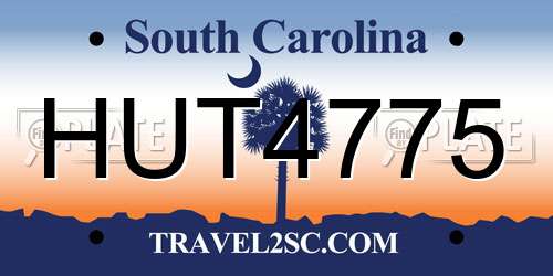 HUT4775 South Carolina License Plate