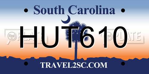 HUT610 South Carolina License Plate