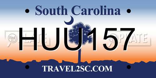 HUU157 South Carolina License Plate