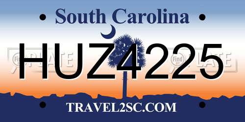 HUZ4225 South Carolina License Plate