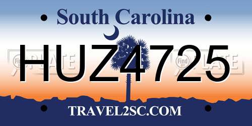 HUZ4725 South Carolina License Plate