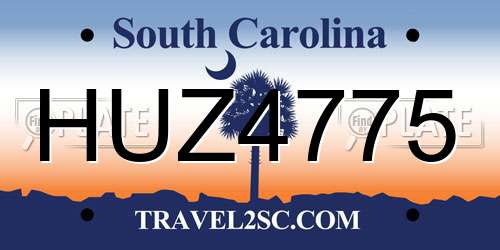 HUZ4775 South Carolina License Plate