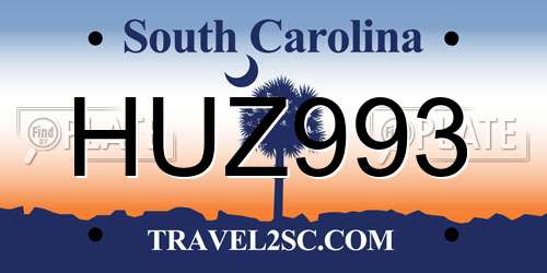 HUZ993 South Carolina License Plate