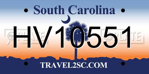 HV10551 South Carolina License Plate