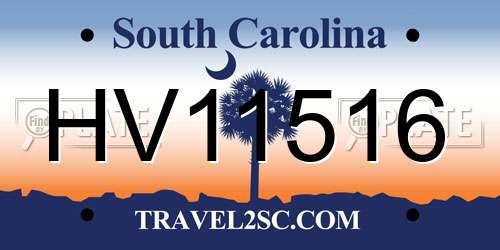 HV11516 South Carolina License Plate