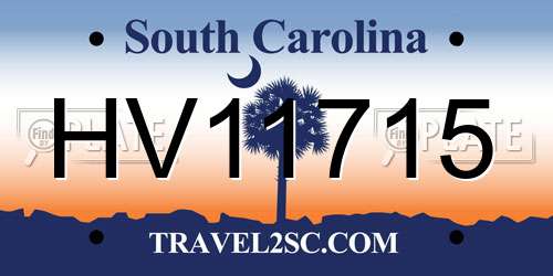 HV11715 South Carolina License Plate