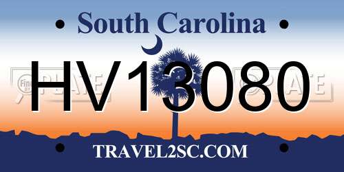 HV13080 South Carolina License Plate