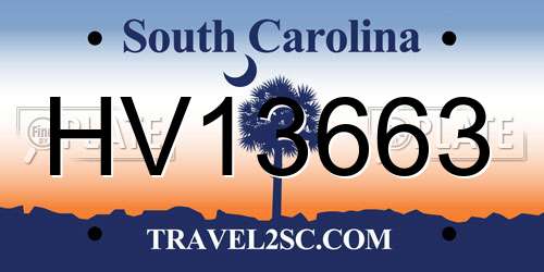 HV13663 South Carolina License Plate