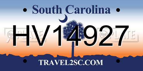 HV14927 South Carolina License Plate