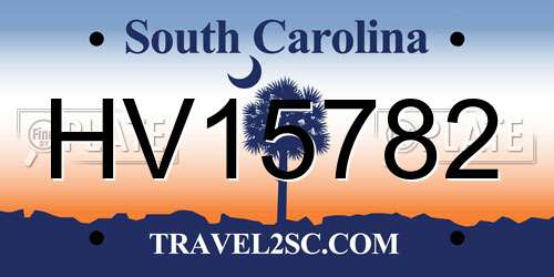 HV15782 South Carolina License Plate
