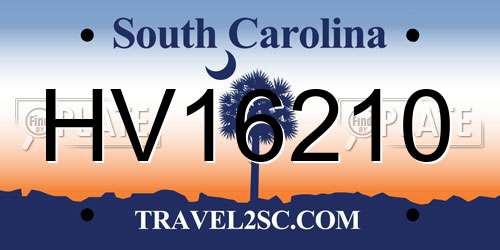 HV16210 South Carolina License Plate