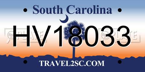 HV18033 South Carolina License Plate