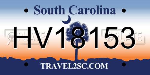 HV18153 South Carolina License Plate