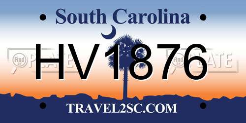 HV1876 South Carolina License Plate
