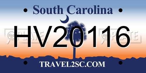 HV20116 South Carolina License Plate