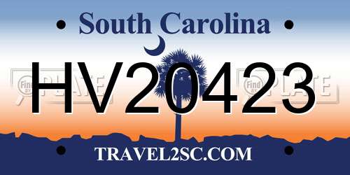 HV20423 South Carolina License Plate