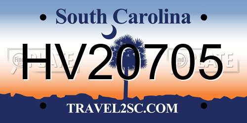 HV20705 South Carolina License Plate