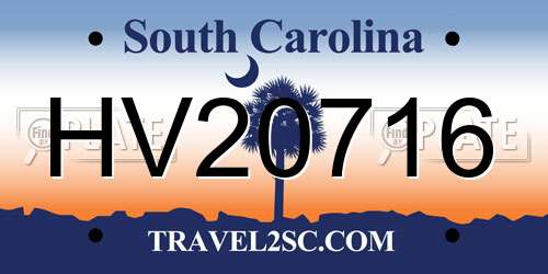 HV20716 South Carolina License Plate